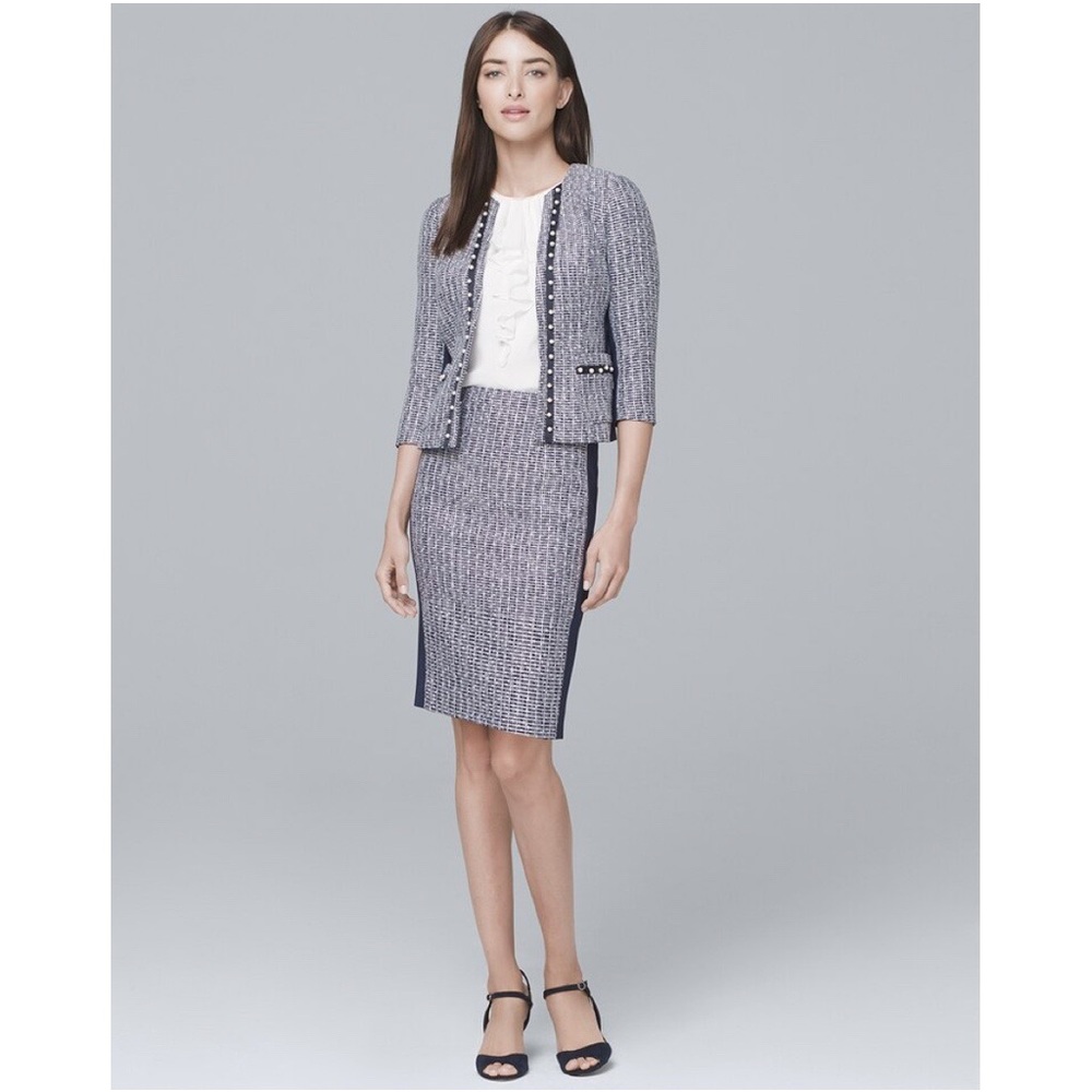 SKIRT- Navy Tweed White House Black Market Skirt